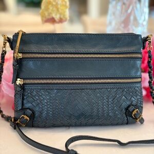 Elliott Lucca Messina 3-Zip Leather Crossbody Shoulder Bag